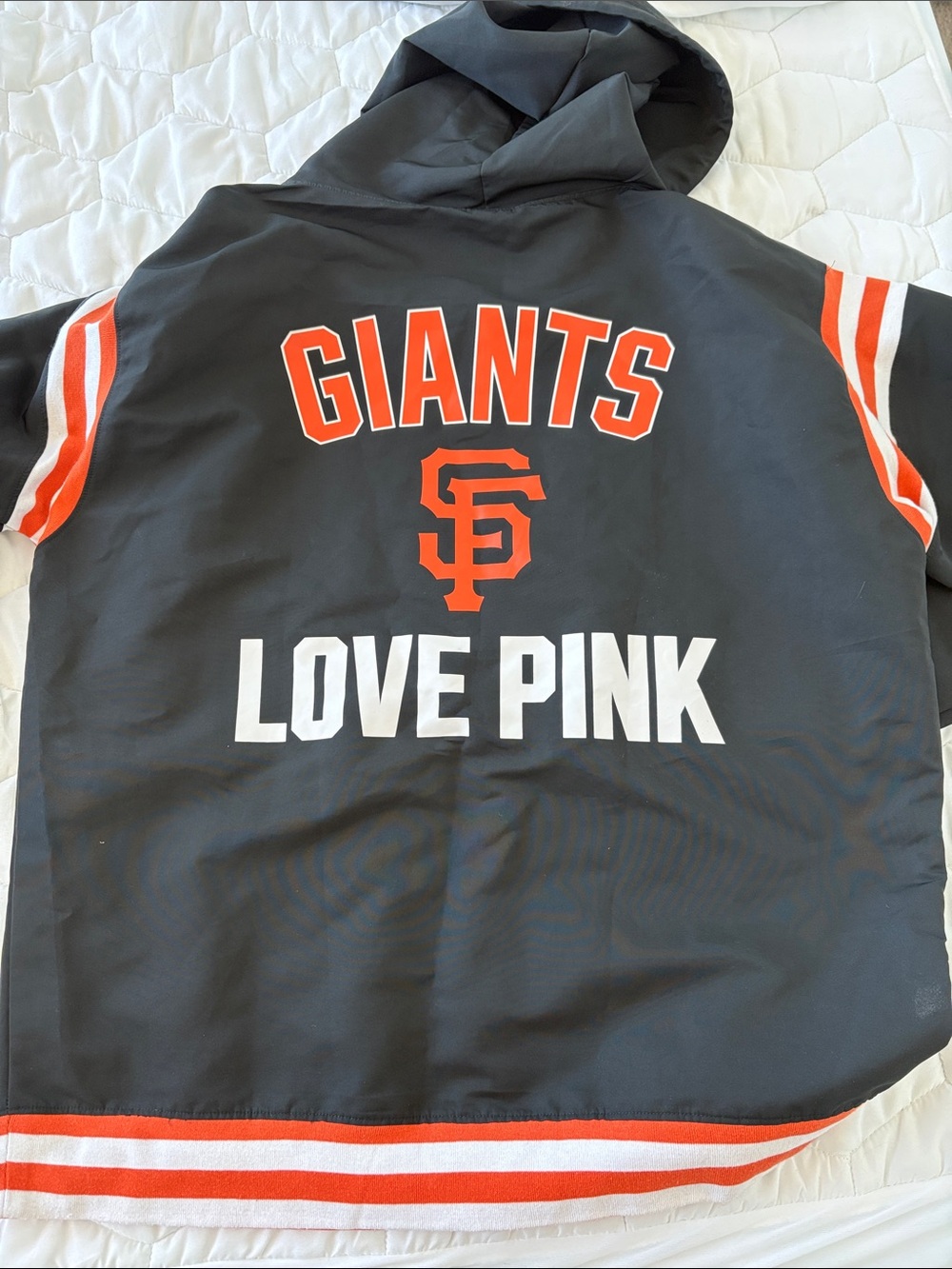 47 Black Hooded Giants Jacket with Orange & White Accent